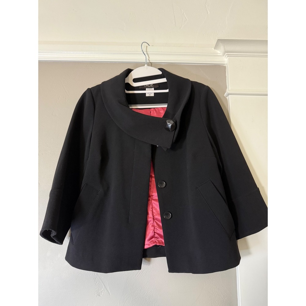 Talie Black Portrait Collar Swing Coat Pink Lining SLJ0013 XS